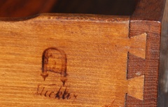 Example of a Gustav Stickley branded signature that is not faint from a drawer
side.